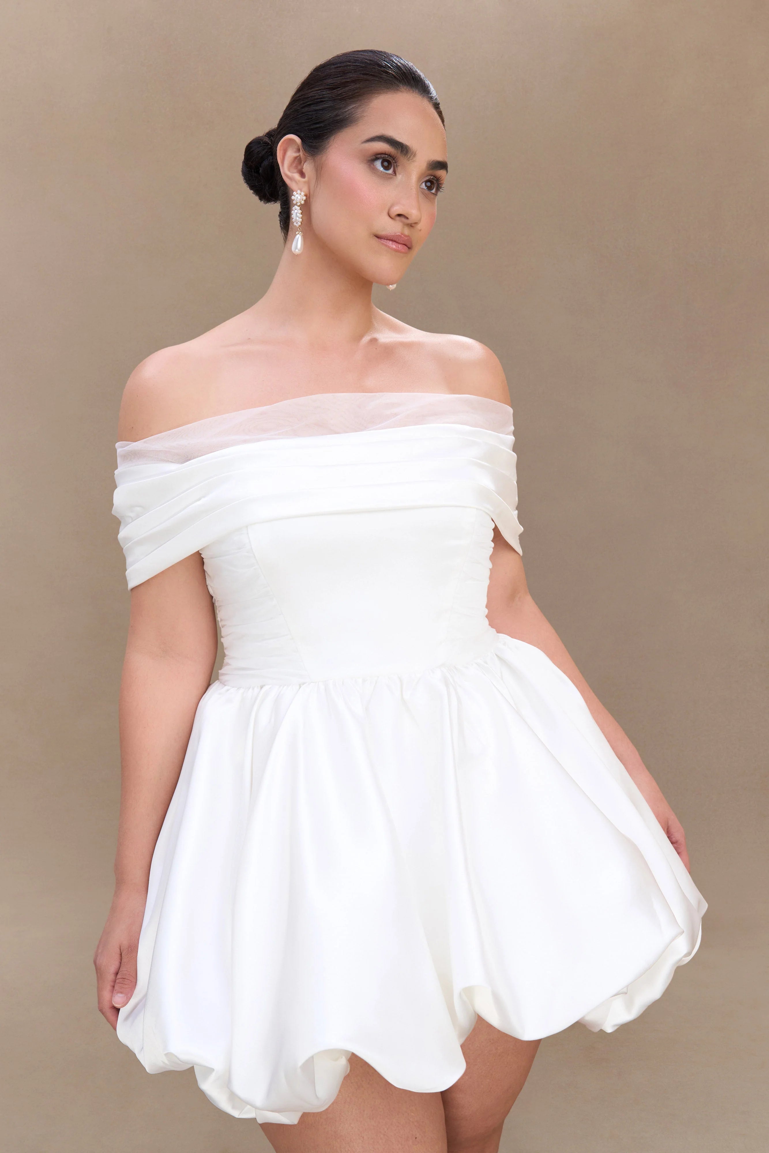 Lauretta Off Shoulder Mini Dress - White