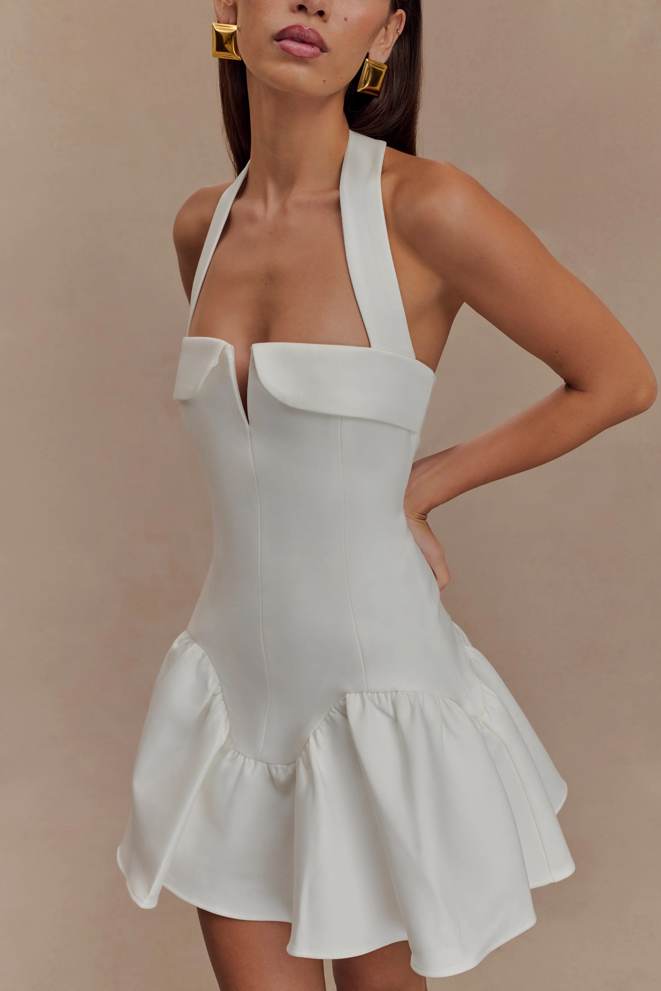 Calipso Halter Mini Dress - White