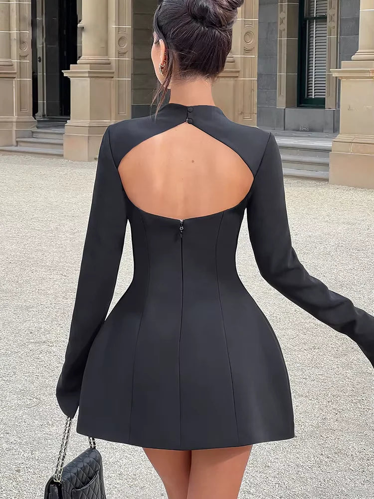 Stylish backless mini dress for women.